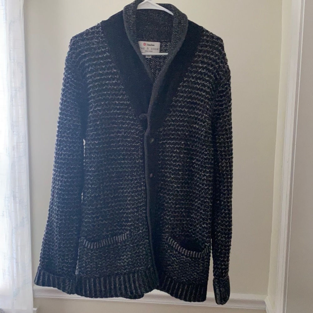 Neiman Marcus Rag & Bone men’s black/gray cardigan knit sweater Size Large - Picture 2 of 9